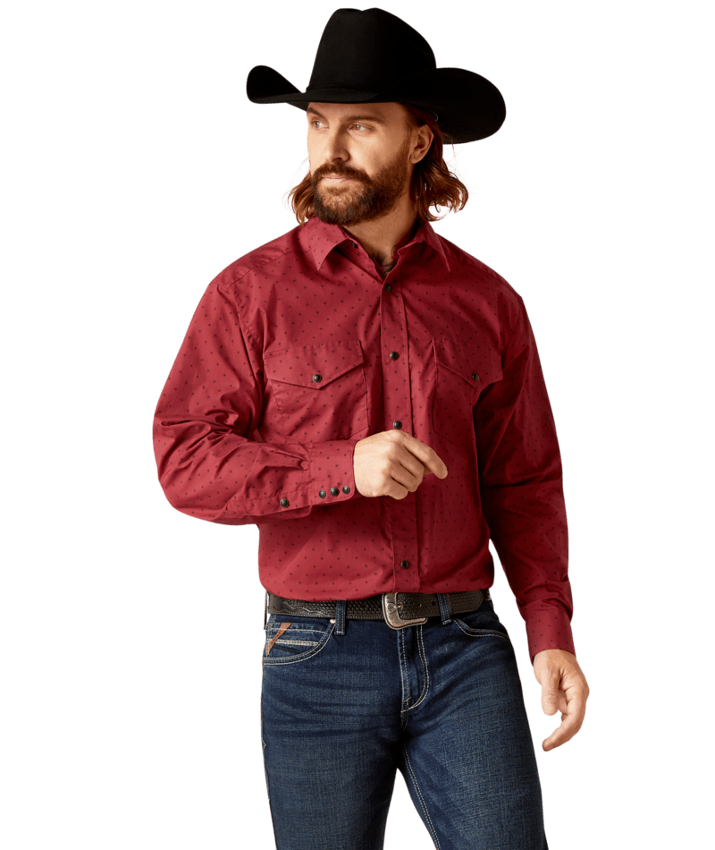 Ariat Men's MNS Norwin Classic Fit Shirt, Tibetan Red