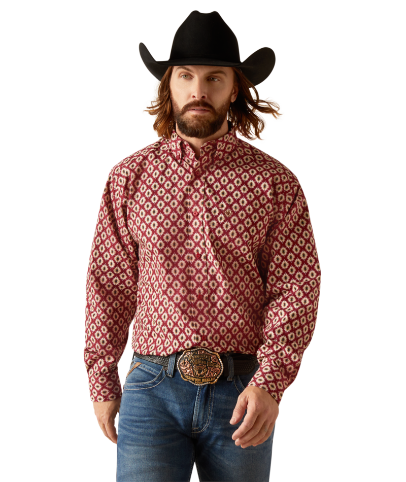 Ariat Men's MNS Nevil Classic Fit Shirt, Tibetan Red
