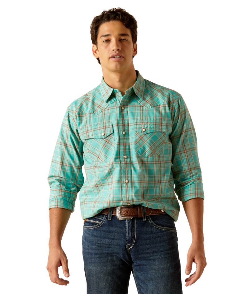 Ariat Men's MNS Hudsyn  Retro Fit Shirt, Blue Turquoise
