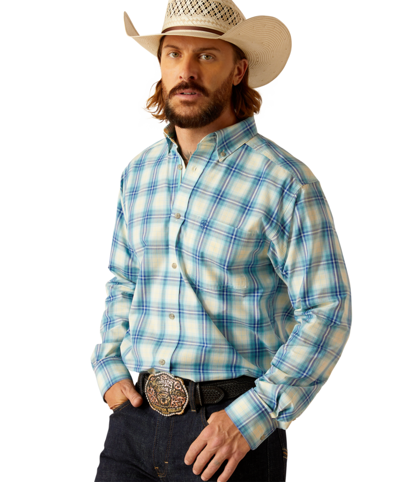 Ariat Men's MNS Pro Series Princeston  Classic Fit Shirt, Aqua
