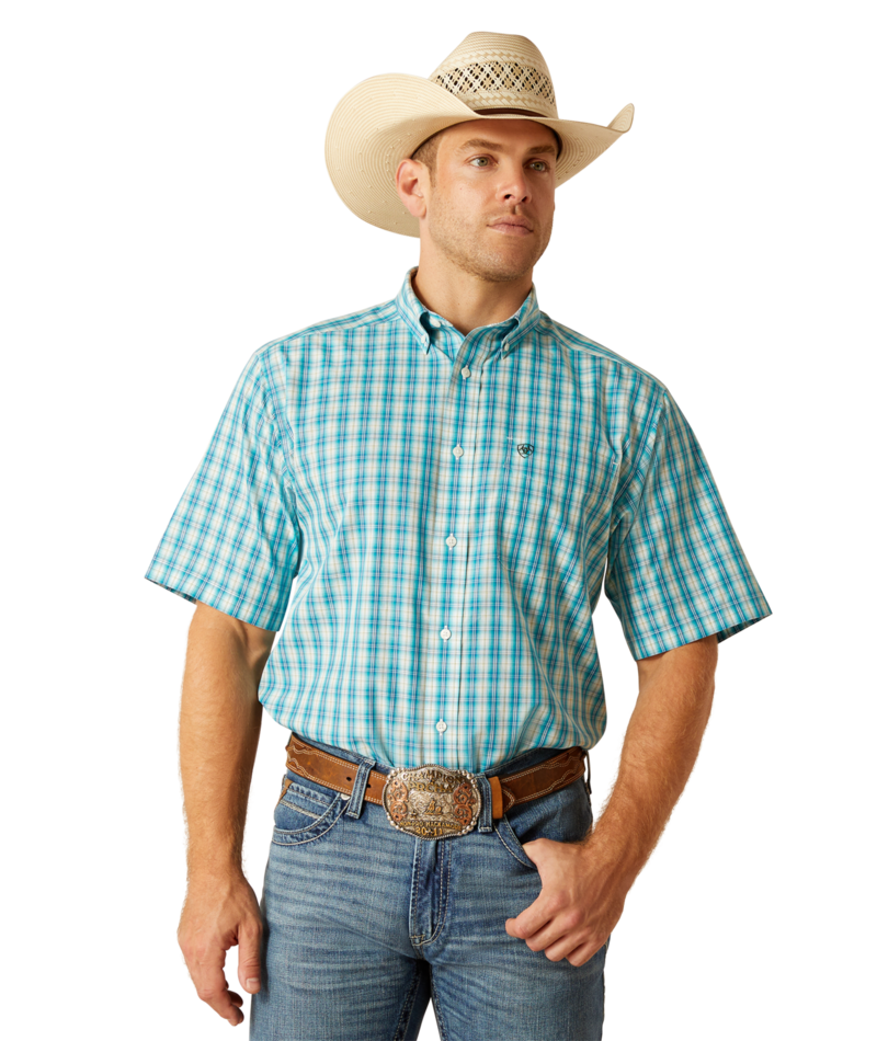 Ariat Men's MNS Wrinkle Free Kyle  Classic Fit Shirt, Blue