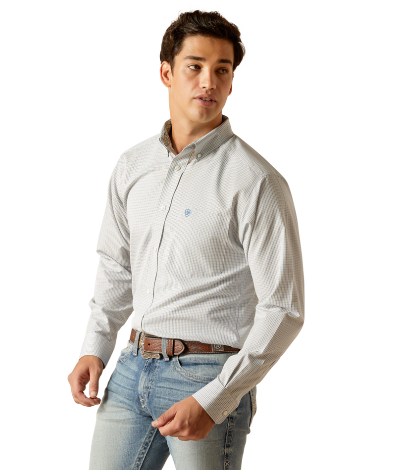 Ariat Men's MNS Wrinkle Free Kaeden  Fitted Shirt, White