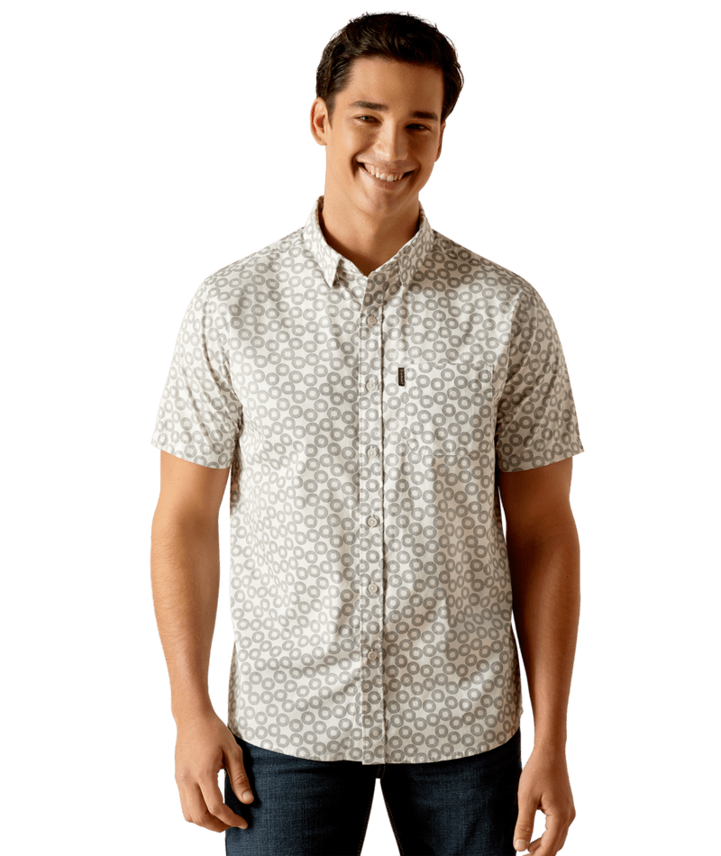Ariat Men's MNS Marc Stretch Modern Fit Shirt, Vanilla Ice