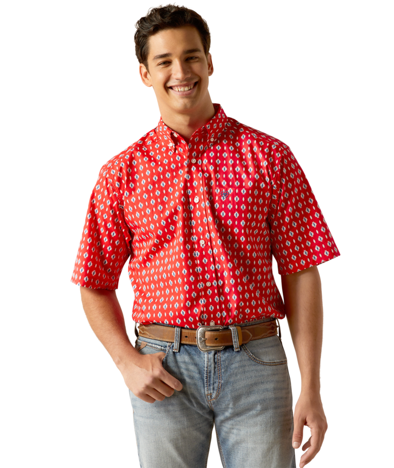 Ariat Men's MNS Decker  Classic Fit Shirt, Beacon Red