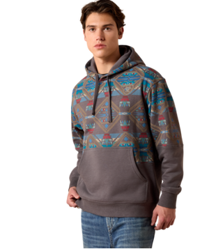 MNS Color Block Hoodie - Medium Grey Southwest
