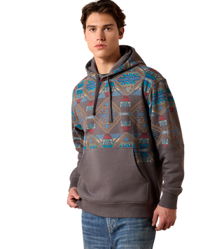 MNS Color Block Hoodie - Medium Grey Southwest