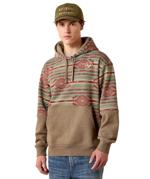 MNS Color Block Hoodie - Dark Brindle Heather Southwest