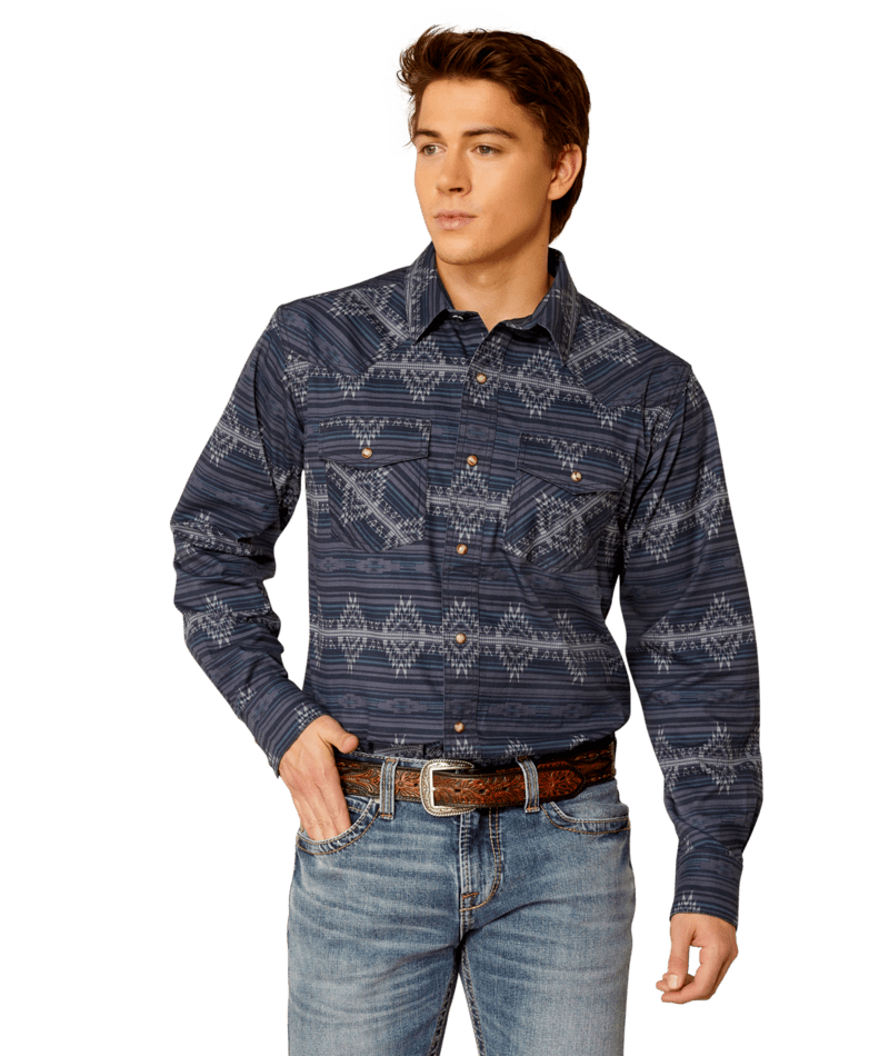 Ariat Men's MNS Haze  Retro Fit Shirt, Mood Indigo