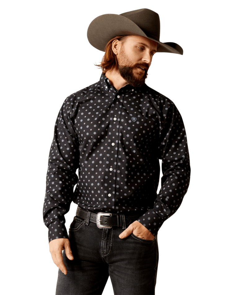 Ariat Men's MNS Wrinkle Free Lenox  Fitted Shirt, Black