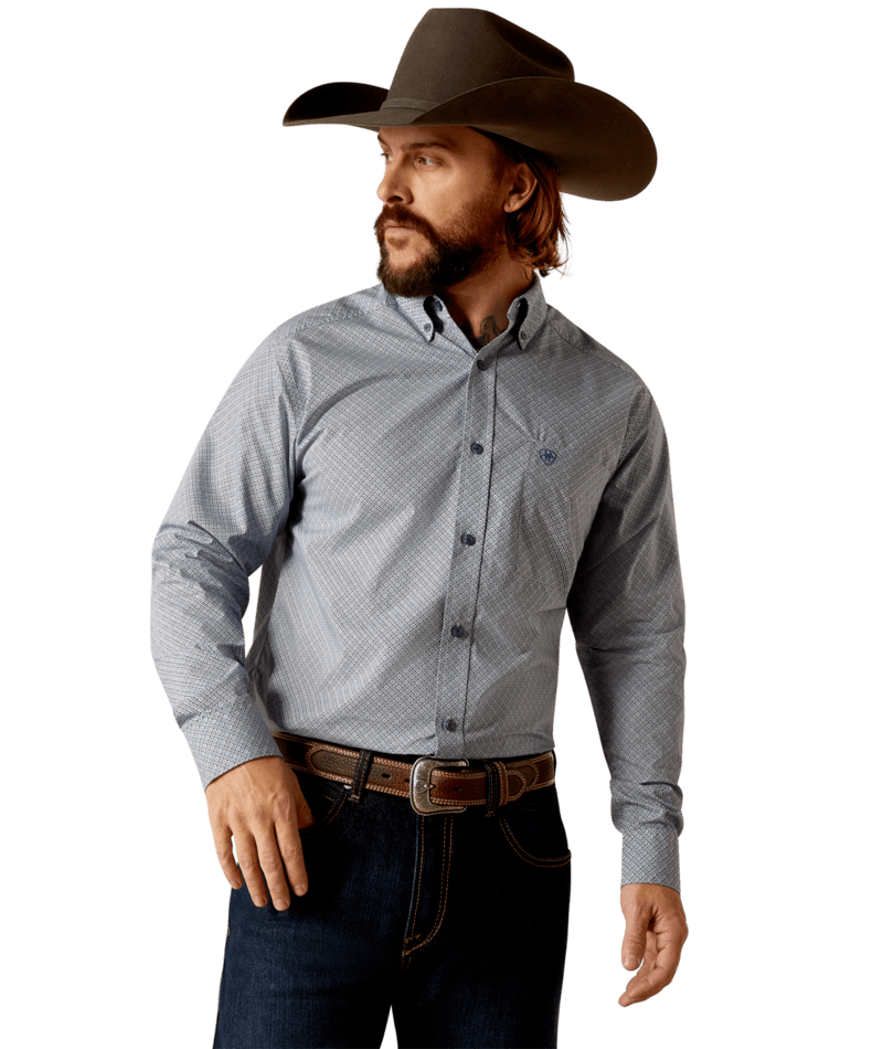 Ariat Men's MNS Rider  Fitted Shirt, Light Blue