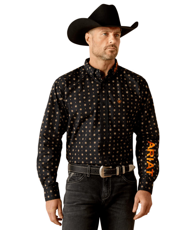 Ariat Men's MNS Team Kelvin  Classic Fit Shirt, Black/Dark Grey