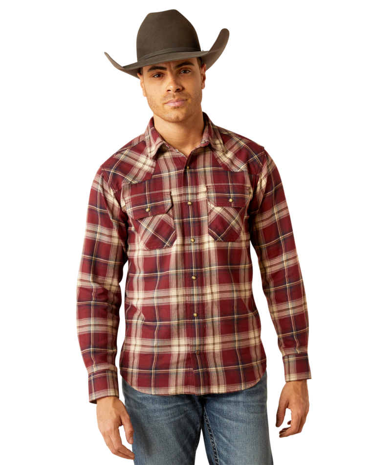 Ariat Men's MNS Harlee  Retro Fit Shirt, Windsor Wine