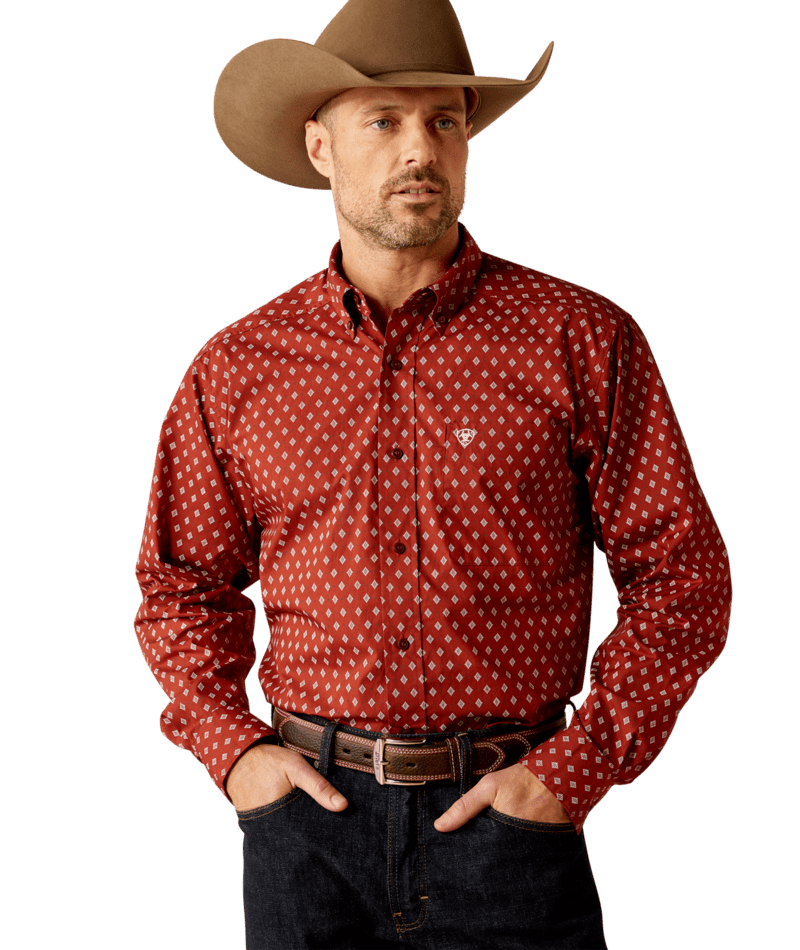 Ariat Men's MNS Pax  Classic Fit Shirt, Burgundy