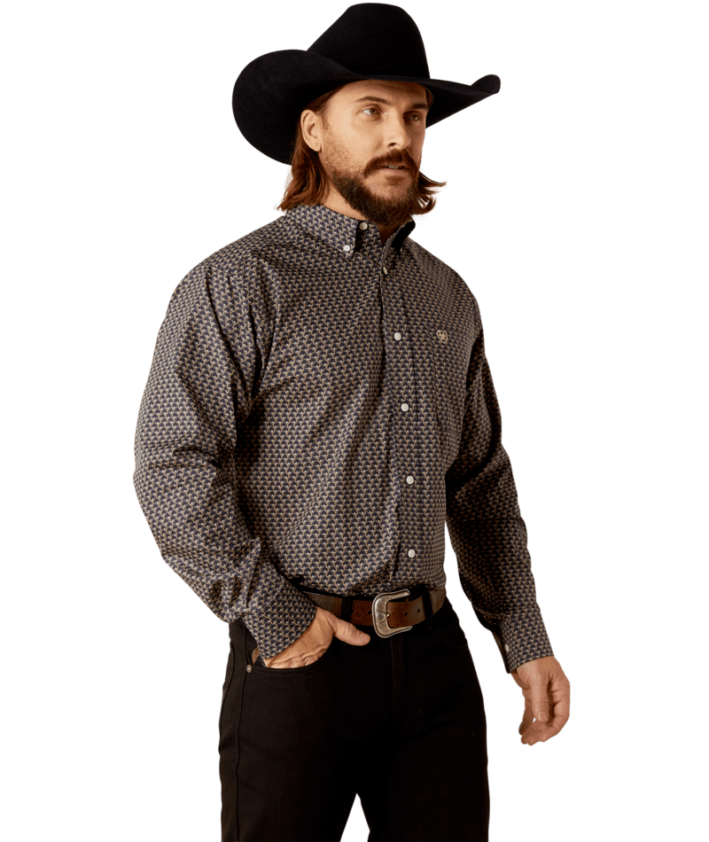 Ariat Men's MNS Wrinkle Free Fields  Classic Fit Shirt, Navy