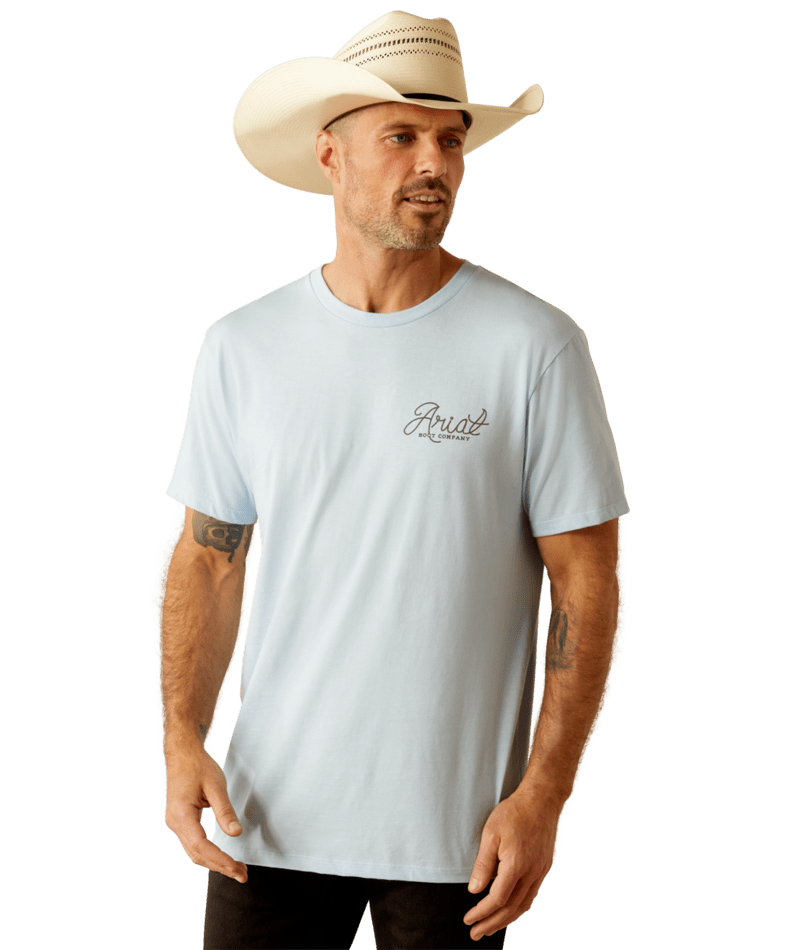 Ariat Men's MNS Ariat Cactus Roper T-Shirt, Sky Blue