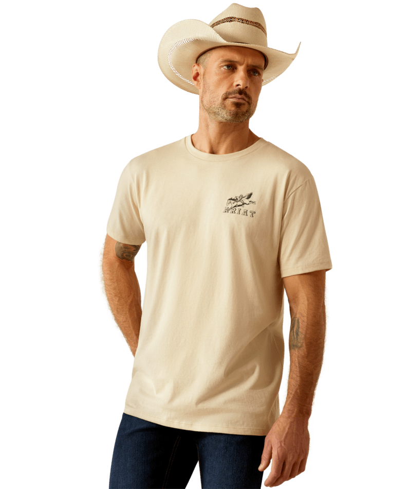 Ariat Men's MNS Ariat Bronc Ridin Heritage T-Shirt, Natural