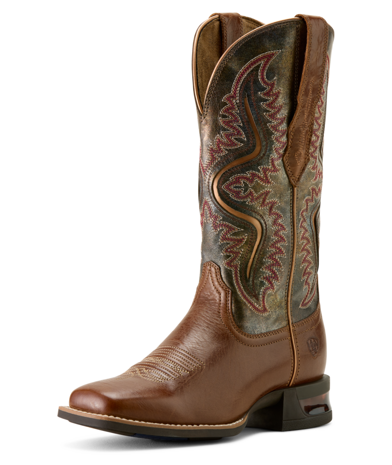 Women's Captivate Wide Square Toe Western Boot, DARK TAN
