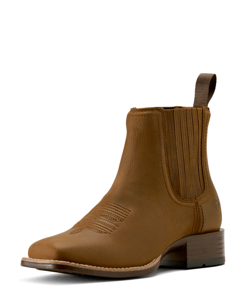 Women's Booker Chelsea Wide Square Toe Western Boot, DISTRESSED BROWN