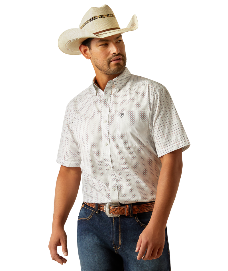 Ariat Men's MNS Wrinkle Free Eddy Classic Fit Shirt, White