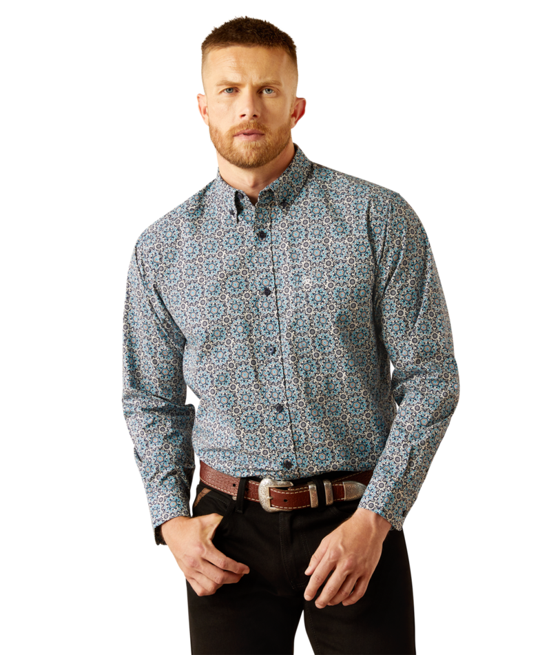 Ariat Men's MNS Santiago Classic Fit Shirt, Dark Teal