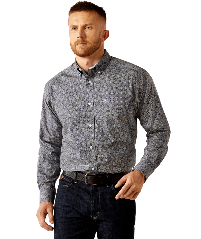 Ariat Men's MNS Wrinkle Free Douglas Classic Fit Shirt, Dark Blue