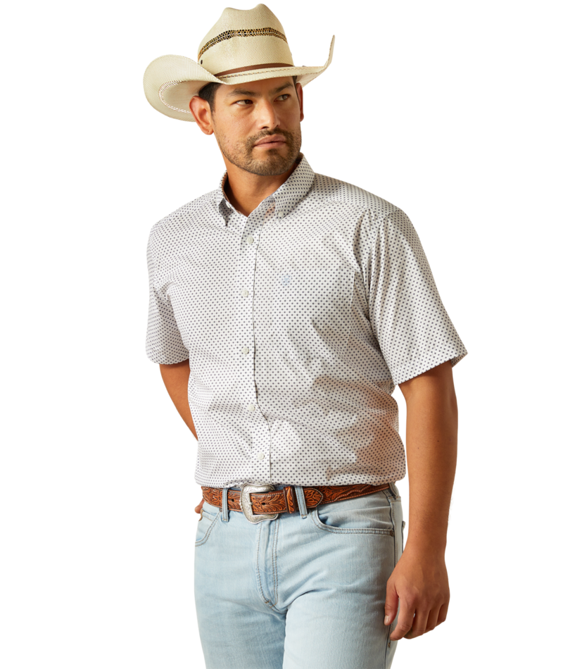 Ariat Men's MNS Wrinkle Free Damien Classic Fit Shirt, White