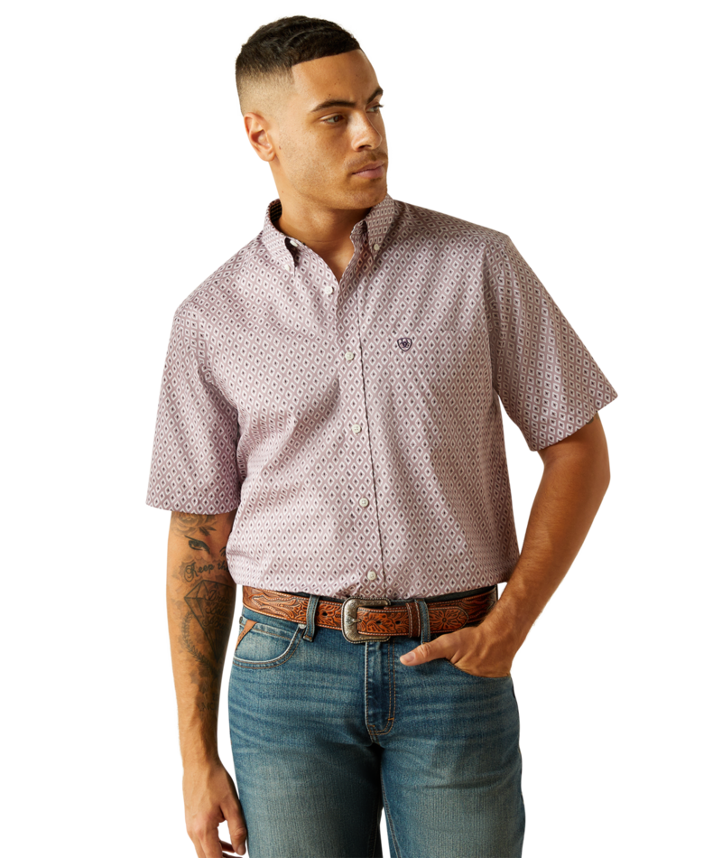 Ariat Men's MNS Wrinkle Free Rafael Classic Fit Shirt, Lilac