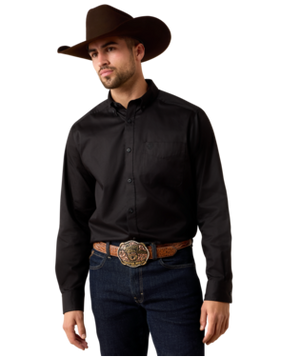 MNS Lightweight Solid Twill Classic Fit Shirt - Black