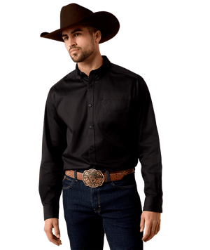 MNS Lightweight Solid Twill Classic Fit Shirt - Black