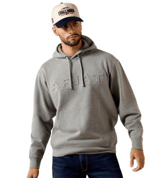 MNS Ariat Embossed Logo Hoodie - Grey Heather