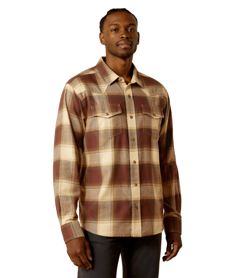 Ariat Men's MNS Hudson Retro Fit Shirt, Brown