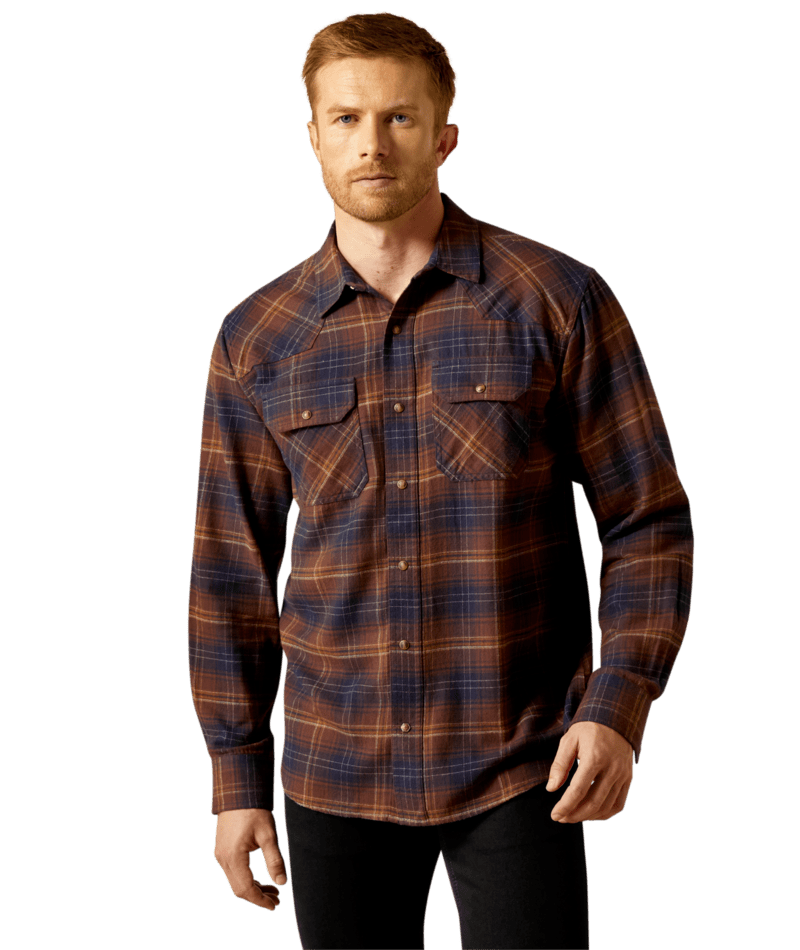 Ariat Men's MNS Harleigh Retro Fit Shirt, Dark Brown