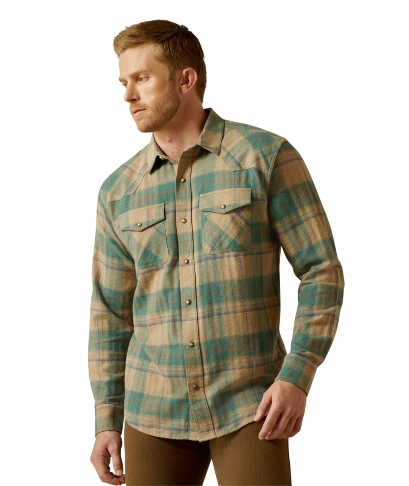 Ariat Men's MNS Huxlee Retro Fit Shirt, Deep Teal