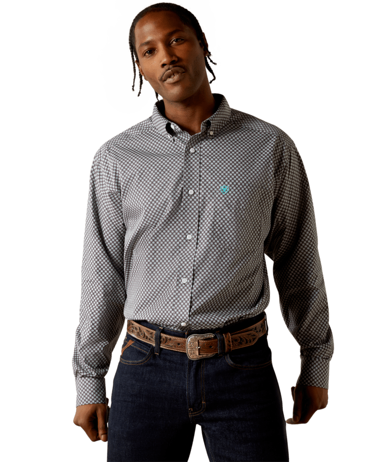 Ariat Men's MNS Wrinkle Free Caleb Classic Fit Shirt, Dark Grey