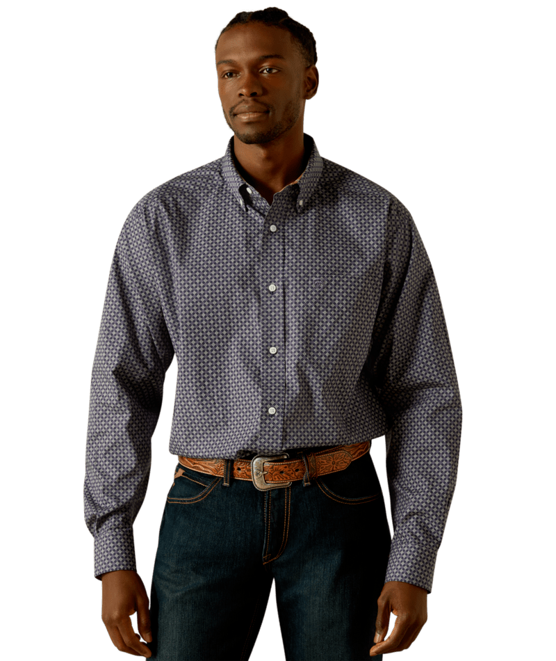 Ariat Men's MNS Wrinkle Free Dale Classic Fit Shirt, Navy