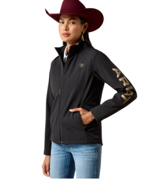 WMS Ariat Logo Softshell Jacket - Black/Stonewall