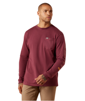 MNS Rebar Cotton Strong Standard Logo Pocket T-Shirt - Burgundy/Brick Red