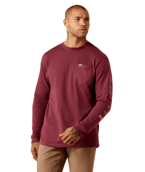 MNS Rebar Cotton Strong Standard Logo Pocket T-Shirt - Burgundy/Brick Red