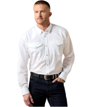 MNS Lightweight Twill Classic Fit Snap Shirt - White