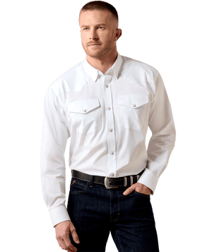 MNS Lightweight Twill Classic Fit Snap Shirt - White