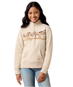 YTH Running Wild 1/4 Zip Sweatshirt - Oatmeal Heather