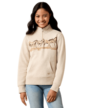 YTH Running Wild 1/4 Zip Sweatshirt - Oatmeal Heather
