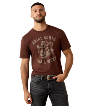MNS Ariat Desert Skull T-Shirt - Deep Mahogany
