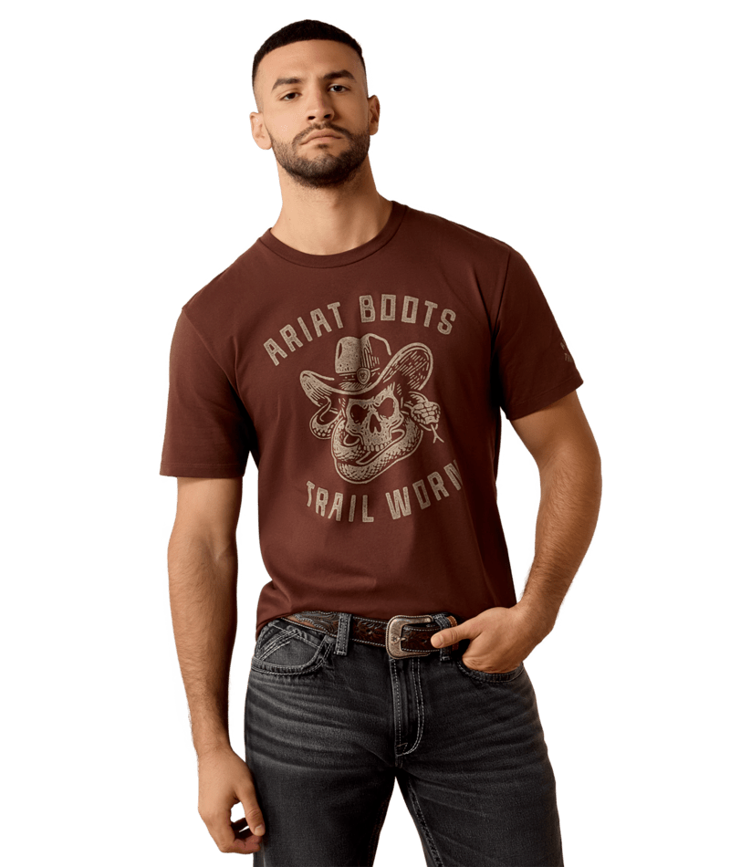 MNS Ariat Desert Skull T-Shirt - Deep Mahogany