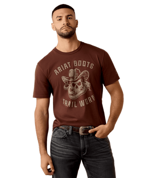 MNS Ariat Desert Skull T-Shirt - Deep Mahogany