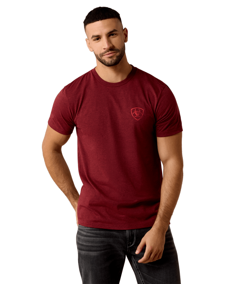 MNS Ariat Southwest Stamper T-Shirt - Crimson Black Heather