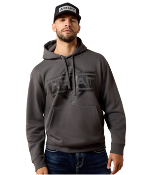 MNS Ariat Leather Diamond Hoodie - Dark Shadow