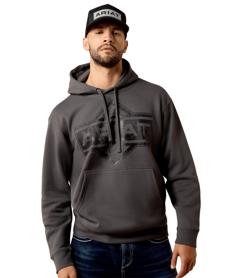 MNS Ariat Leather Diamond Hoodie - Dark Shadow