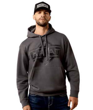 MNS Ariat Leather Diamond Hoodie - Dark Shadow
