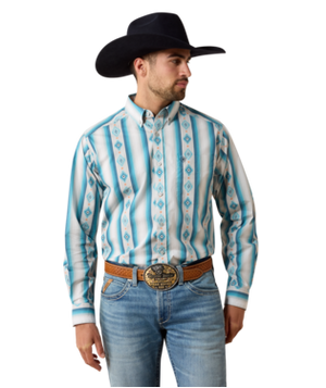 MNS Powers Classic Fit Shirt - Grey Multi Serape Stripe